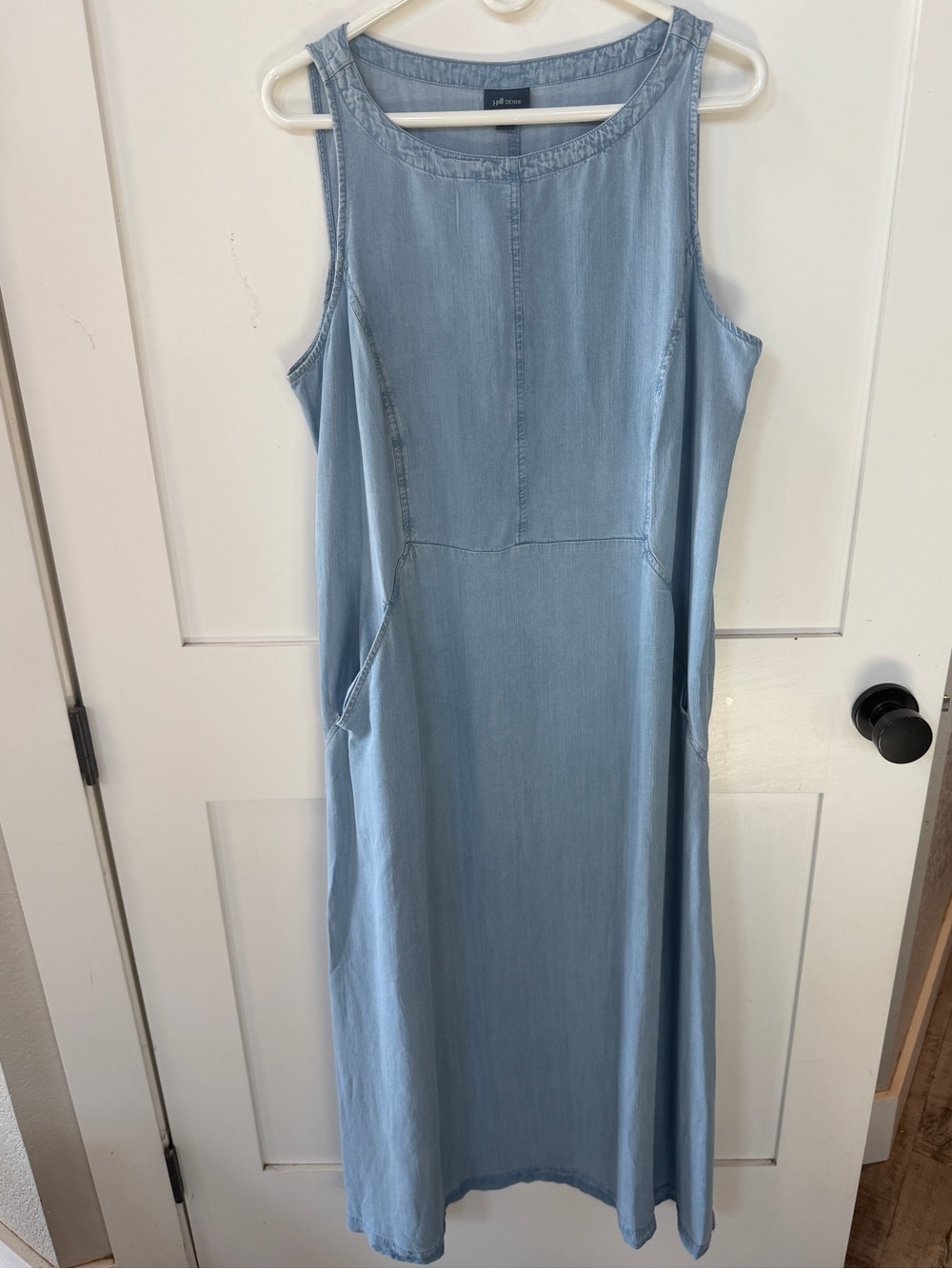 J. Jill Denim Light Blue Sleeveless Denim Maxi Dress L